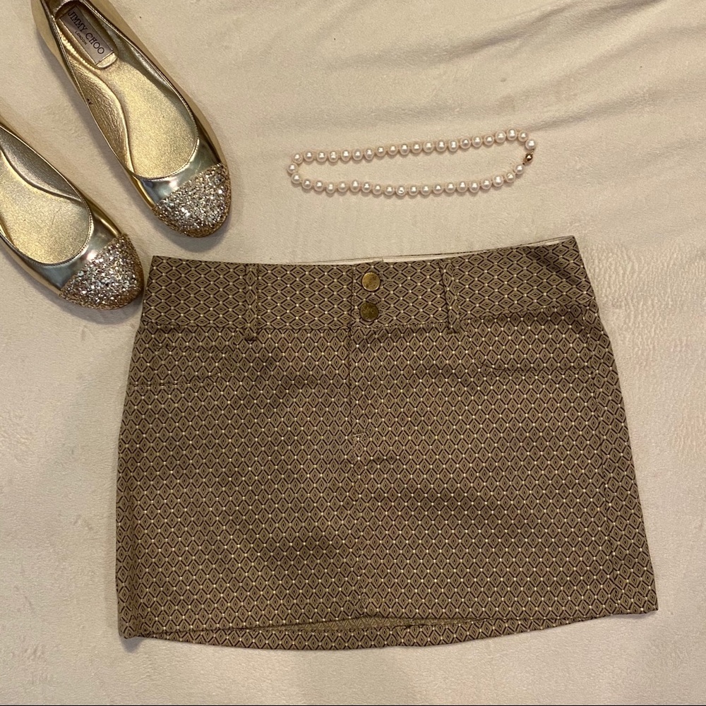 Alice + Olivia Gold Patterned Mini Skirt